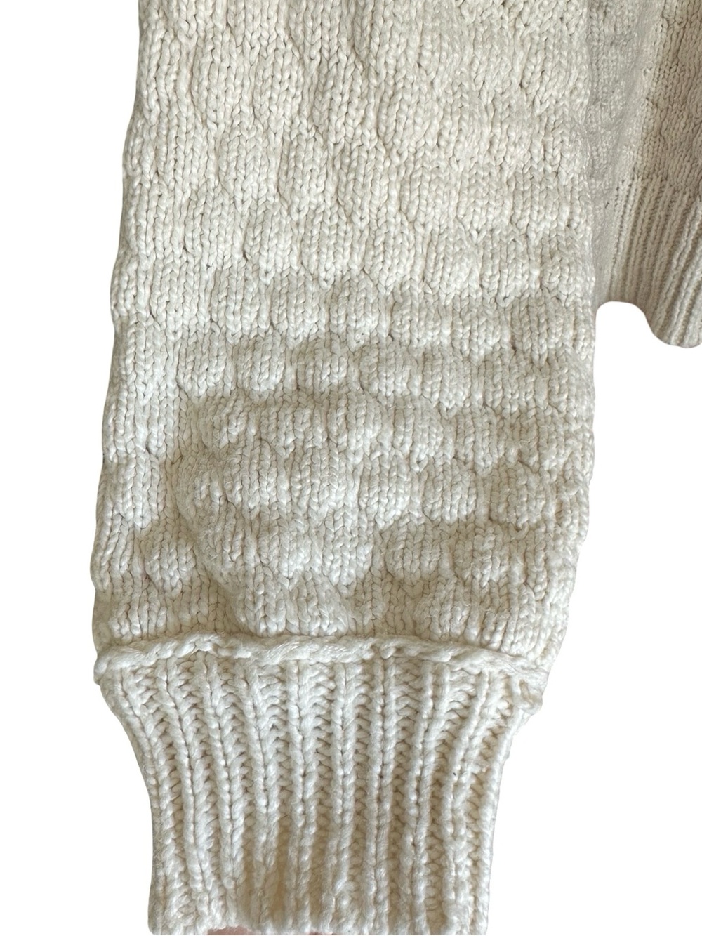 Aerie Bubbleknit Cream Cotton Blend Crewneck Sweater XL - Picture 4 of 8